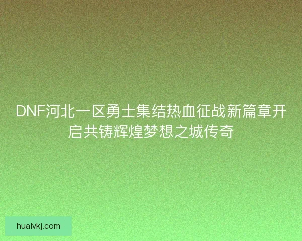 DNF河北一区勇士集结热血征战新篇章开启共铸辉煌梦想之城传奇